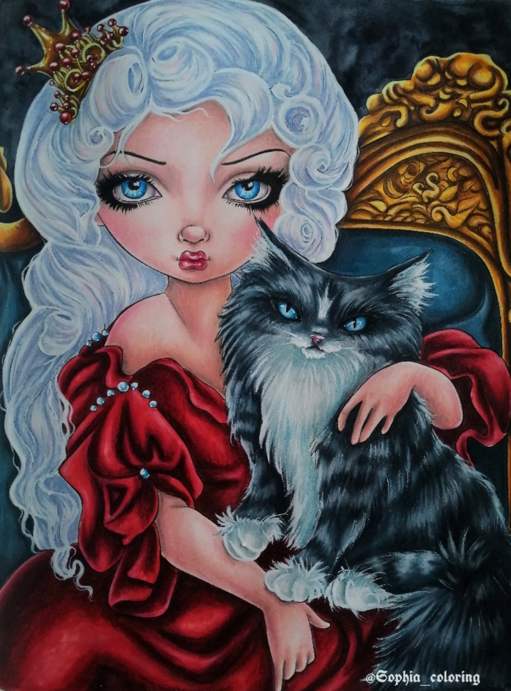 Princess with a maine coon cat. от Sophia