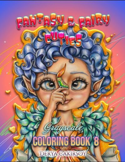 Fantasy & Fairy Cuties Grayscale Coloring Book 8