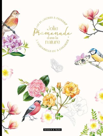 Jolie promenade dans la nature: 45 planches à peindre à l aquarelle ou à colorier