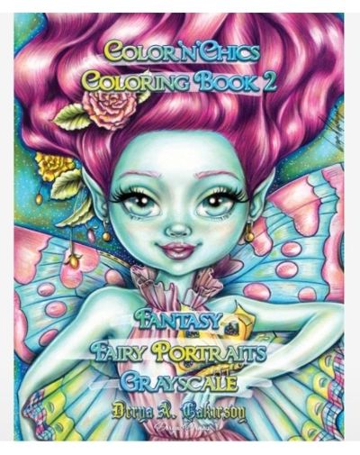 Fantasy Fairy Portraits Grayscale Color'N'Chics Coloring Book 2